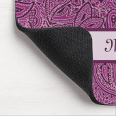 名前のエレガントな紫色の花のペイズリーパターン マウスパッド (コーナー)