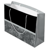 名前のエレガントな銀製のチータのプリントのフリルが付いた弓 ラージペーパーバッグ (裏面アングル)