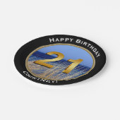 名前のオーシャンビューの幸せな第21誕生日 ペーパープレート (アングル)