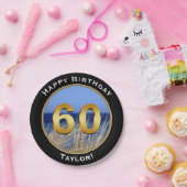 名前のオーシャンビューの幸せな第60誕生日 ペーパープレート (パーティー)