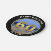 名前のオーシャンビューの幸せな第60誕生日 ペーパープレート (アングル)