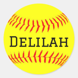名前のカスタマイズ付きSoftballステッカー ラウンドシール