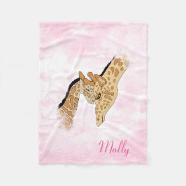 名前のカスタマイズ可能なキリン毛布 フリースブランケット