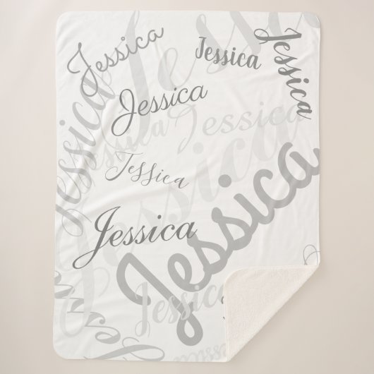 名前のカスタマイズ可能なクリエイティブグレーと白 シェルパブランケット (正面)