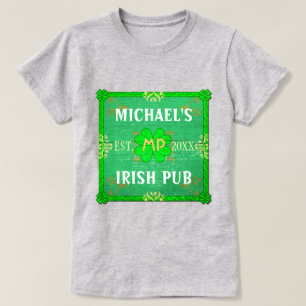 名前のカスタマイズ可能Irish Pub Green Tシャツ