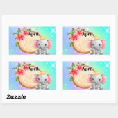 名前のカスタマイズ象のステッカー 長方形シール (シート)