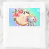 名前のカスタマイズ象のステッカー 長方形シール (バッグ)