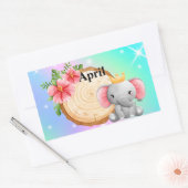 名前のカスタマイズ象のステッカー 長方形シール (封筒)