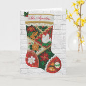 名前のカスタマイズBrickのクリスマスストッキング カード (黄色い花)