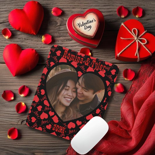 名前のカスタム個人用設定を使用したフォトブラックパターン マウスパッド