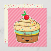 名前のカップケーキグリーティングカード シーズンカード (正面/裏面)