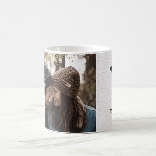 名前のカップルの恋人の金ゴールドのグリッターの写真 コーヒーマグカップ (中央)