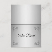 名前のカード - エレガントなシルバーの渦巻き