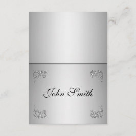 名前のカード - エレガントなシルバーの渦巻き 招待状
