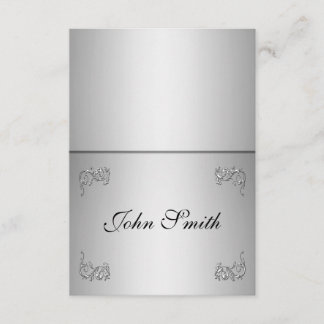 名前のカード - エレガントなシルバーの渦巻き 招待状