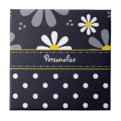 名前のガーリーでモダンなデイジーそして水玉模様 タイル (正面)