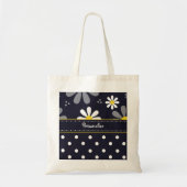 名前のガーリーでモダンなデイジーそして水玉模様 トートバッグ (正面)