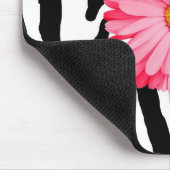 名前のガーリーなシマウマパターンかわいいピンクのデイジー マウスパッド (コーナー)