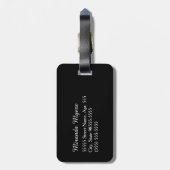 名前のガーリーなモノグラムの白黒デイジーの花 ラゲッジタグ (裏面縦)