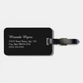 名前のガーリーなモノグラムの白黒デイジーの花 ラゲッジタグ (裏面横)