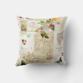 名前のガーリーなヴィンテージの短命なもののファッションのコラージュ クッション (裏面)