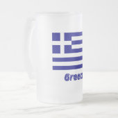 名前のギリシャの旗 フロストグラスビールジョッキ (正面左)