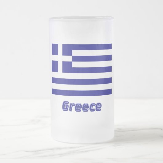 名前のギリシャの旗 フロストグラスビールジョッキ (中央)