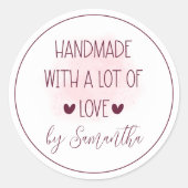 名前のクラシックラウンド 手作りたくさんの愛を込めて ラウンドシール (正面)