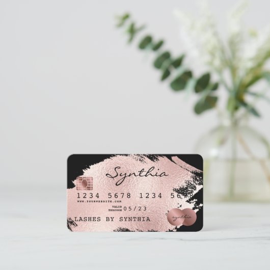 名前のクレジットカードのスタイル付きバラ金ゴールドスプラッシュの追加 名刺 (スタンド正面)