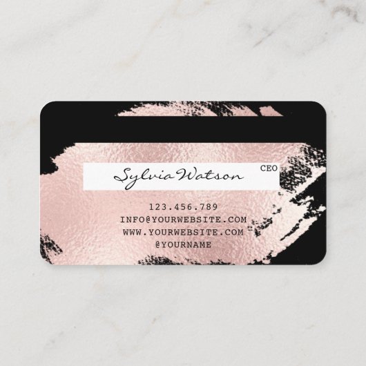 名前のクレジットカードのスタイル付きバラ金ゴールドスプラッシュの追加 名刺 (裏面)