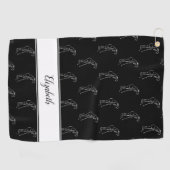 名前のゴルフスポーツプロパターン白黒 ゴルフタオル (横)