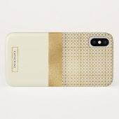 名前のシックでモダンな金ゴールドのアイボリーのストライプなパターン Case-Mate iPhoneケース (裏面(横))