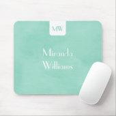 名前のシンプルで、シックで真新しい緑のモノグラム マウスパッド (マウス)