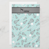 名前のシーフーム·グリーン·ラクロス·スティックス·グレー·ストライプ 便箋 (正面/裏面)