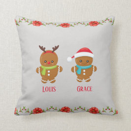 名前のジンジャーブレッドのクッキーのカップル クッション