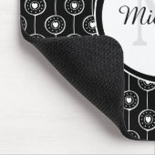 名前のスタイリッシュな白黒ハートのモノグラム マウスパッド (コーナー)