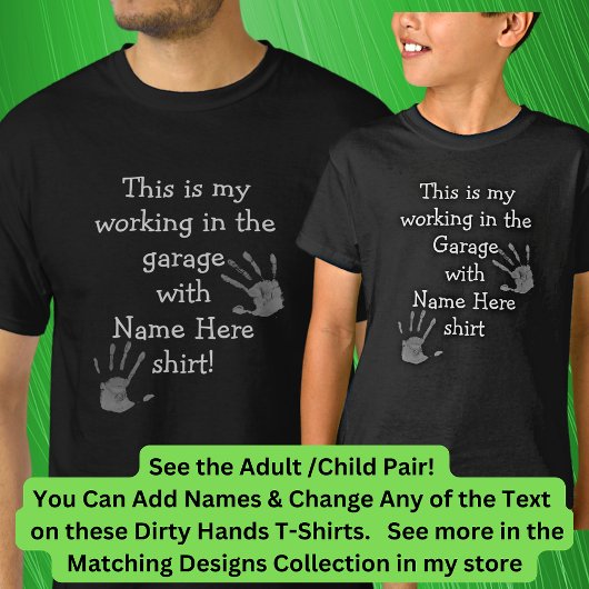 名前のタイトルを追加、ガレージ汚れた手で作業 Tシャツ