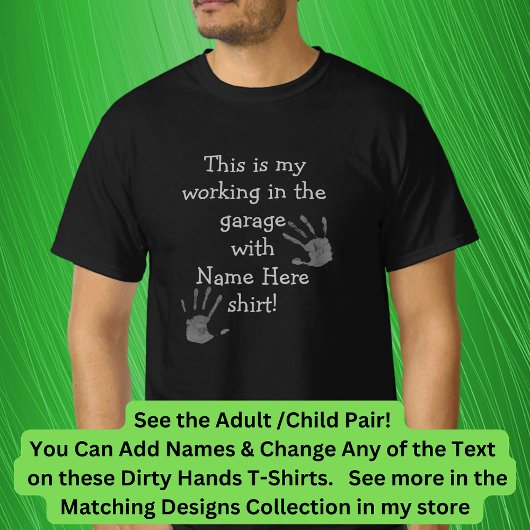 名前のタイトルを追加、ガレージ汚れた手で作業 Tシャツ