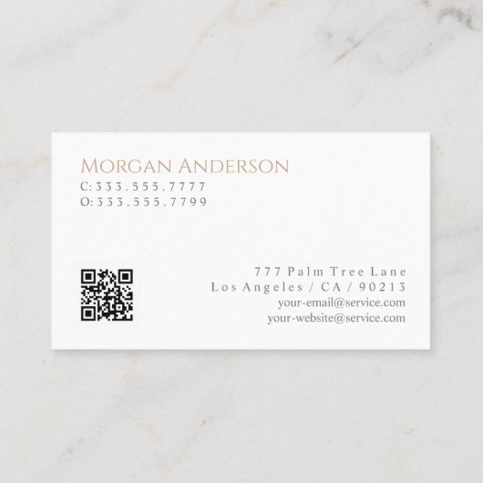 名前のタイト連絡ルと情報、QRコード、タングレーホワイト 名刺 (裏面)