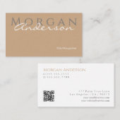 名前のタイト連絡ルと情報、QRコード、タングレーホワイト 名刺 (正面/裏面)