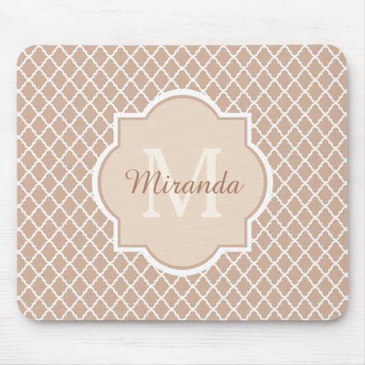 名前のタンのプレッピーなクローバーMongogram マウスパッド (正面)