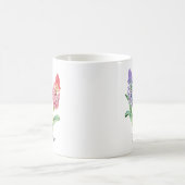 名前のテキストを追加, ヒヤシンスの花, ピンクとパープル コーヒーマグカップ (中央)