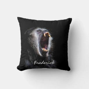 名前のテナガザル猿のFangedの恐く黒い歯 クッション