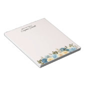 名前のデスクから水色ブルーフローラライト ノートパッド (アングル)