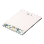 名前のデスクから水色ブルーフローラライト ノートパッド (回転)