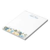 名前のデスクから水色ブルーフローラ ノートパッド (回転)