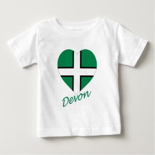 名前のデボンの旗のハート ベビーTシャツ