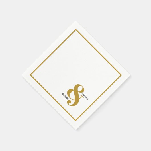 名前のナプキン結婚付きアンパサンド スタンダードカクテルナプキン (角)