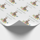 名前のハッピーイースターのバニー ラッピングペーパー (角)