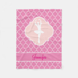名前のバレリーナのシルエットのピンクのクローバー フリースブランケット